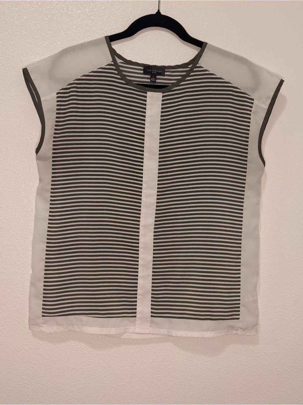 Worthington Black and White Striped Cap-Sleeve Blouse